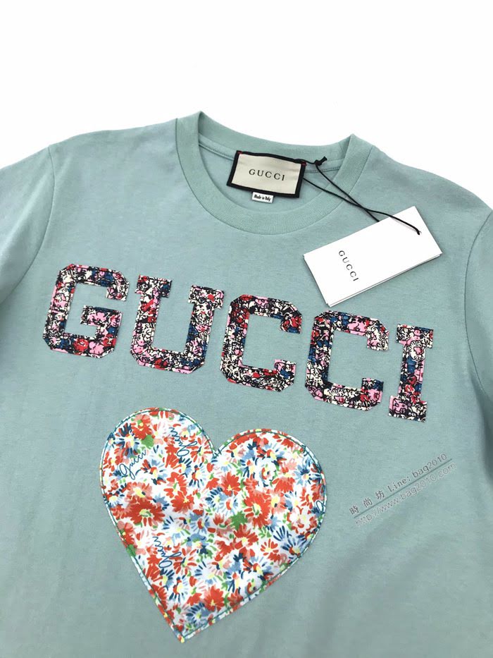 Gucci男裝 古奇2020秋冬新款愛心貼飾寬鬆短袖T恤  ydi3482